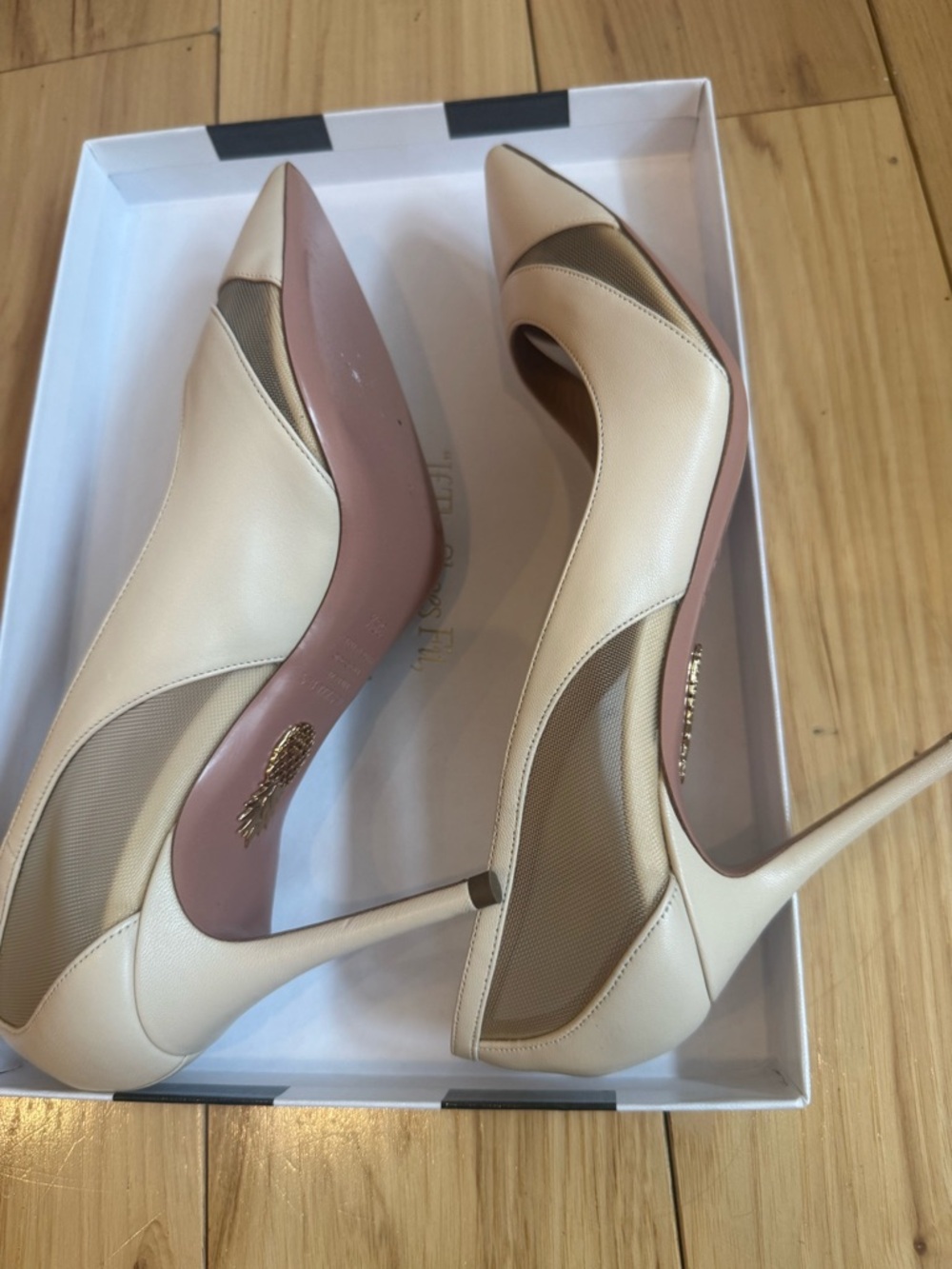 Aquazzura Ivory Pointed-Toe Mesh Panel Stiletto Pumps - Picture 10 of 15